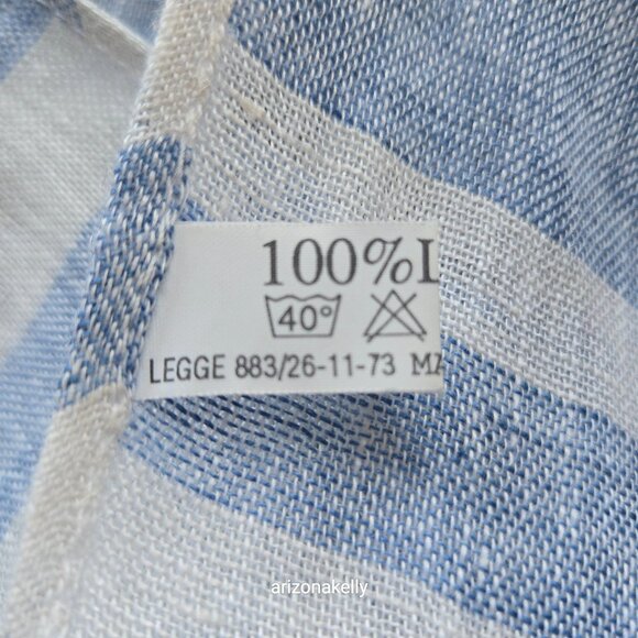 Linen Scarf Stripe Made in Italy Blue White Grey - Picture 5 of 11
